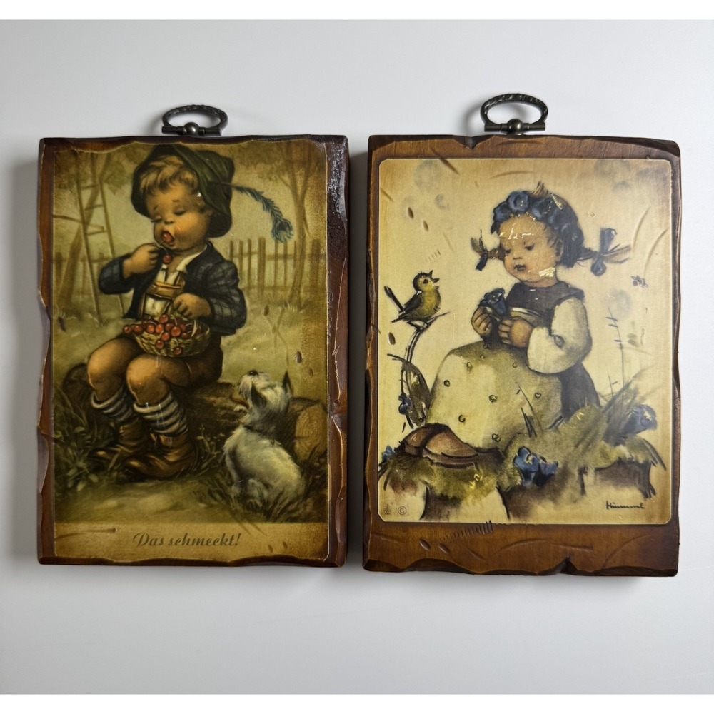 Hummel‎ Wooden Wall Plaques Set of 2 Vintage